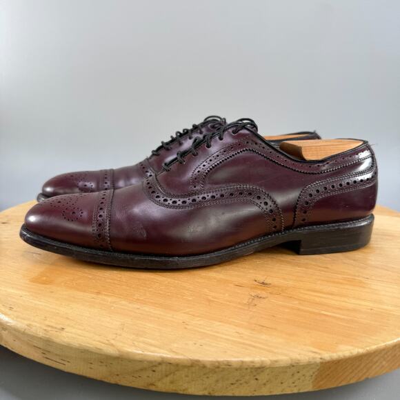 Allen Edmonds Strand Mens Size 10.5 B Burgundy Leather Cap Toe Oxford Shoes USA - Picture 3 of 10